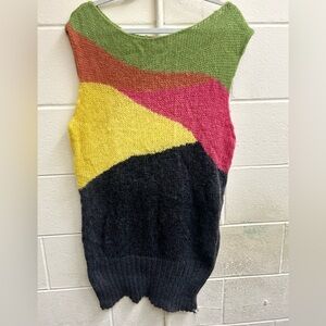 Woman’s multicolor sleeveless kid mohair sweater tank top dress lg free people